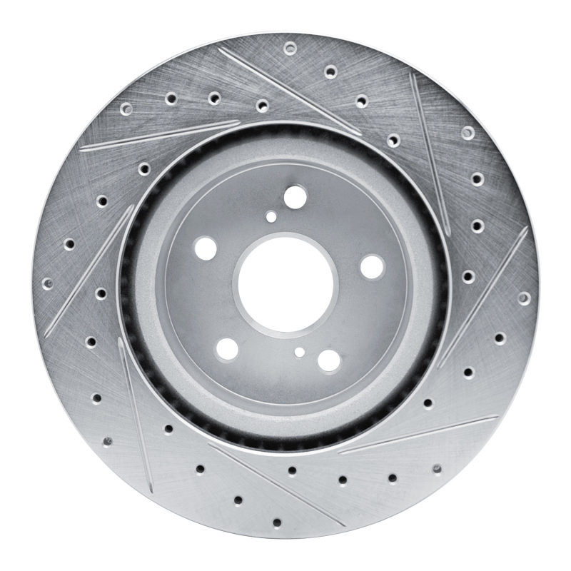 Lexus ES250 Brake Rotor (1) - Front Left - R1 Concepts - Drilled & Slotted - Silver - `18-`25